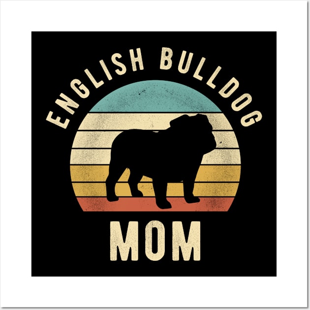 English Bulldog Mom Retro - Cool Funny Dog Mom Gift Wall Art by clickbong12